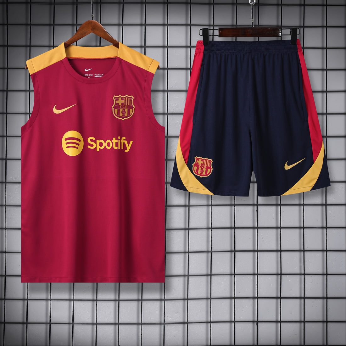 FC Barcelona Training Set Red/Gold 24/25 - Tank Top & Shorts
